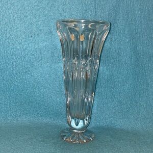 GORHAM all lead cut crystal trumpet clear starburst vase heavy thick vintage NEW